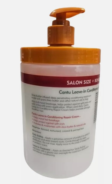 Cantu Shea Butter Leave-In Conditioning Repair Cream Salon Size Pump 25 Oz