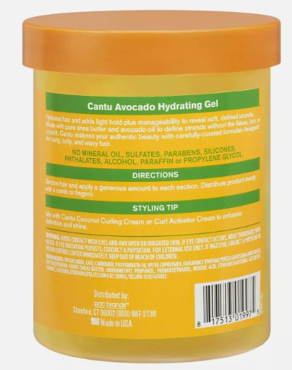 Cantu Avocado Hydrating Gel Flexible Hold Alcohol Free 524g