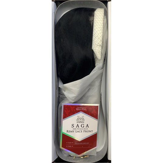 Milkway SAGA Lace Front - Indian Hair Loose Deep ( Color : 1B )