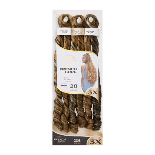 Cherish Bulk : 3X PS Spiral French Curl 28 (Col. BLKGLD)