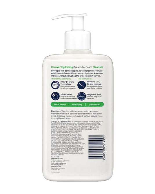 Cerave Cream To Foam Cleanser 12oz